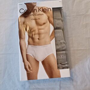 Calvin Klein Men’s Small Grey 100% Cotton Stretch Hip Briefs 3 Pack